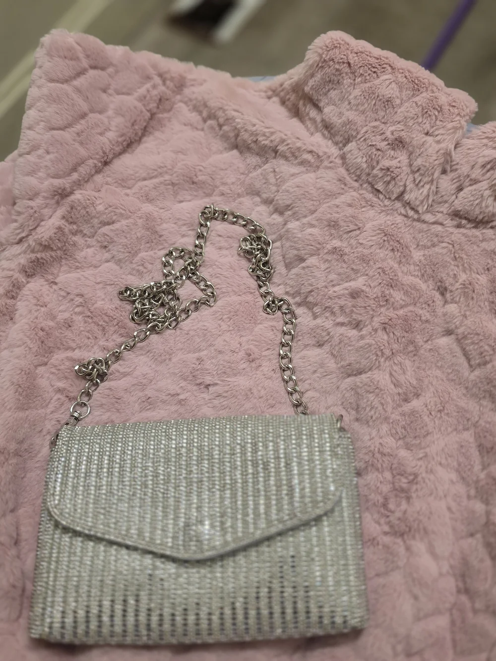 Silver Rhinestone Chain Crossbody Bag - Elegant Evening Clutch